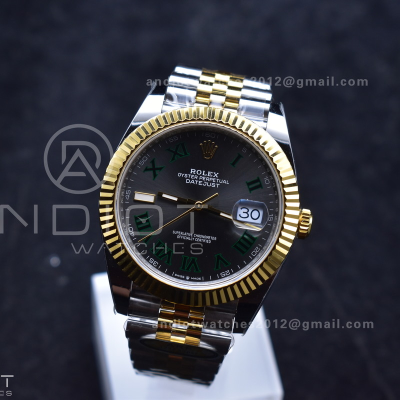DateJust 41 126333 SS/YG ARF 1:1 Best Edition 904L Steel Gray Green Roman Dial on SS/YG Jubilee Bracelet SH3235 (Gain Weight)